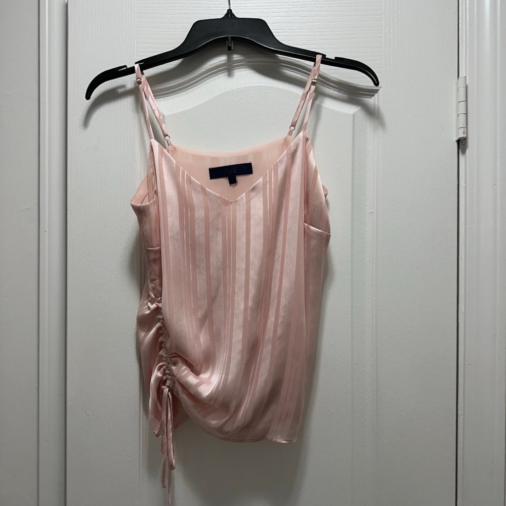 Pink Satin striped tank Top